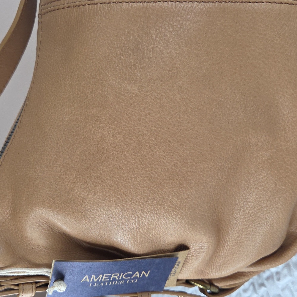 American Leather Co. Hudson Hobo Shoulder Bag. Tan Macadamia Color.NWT 9" Heigh. - Picture 6 of 16